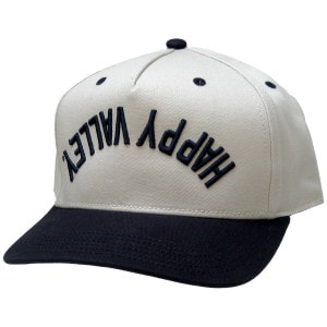 stone hat with navy brim and upside down arched Happy Valley